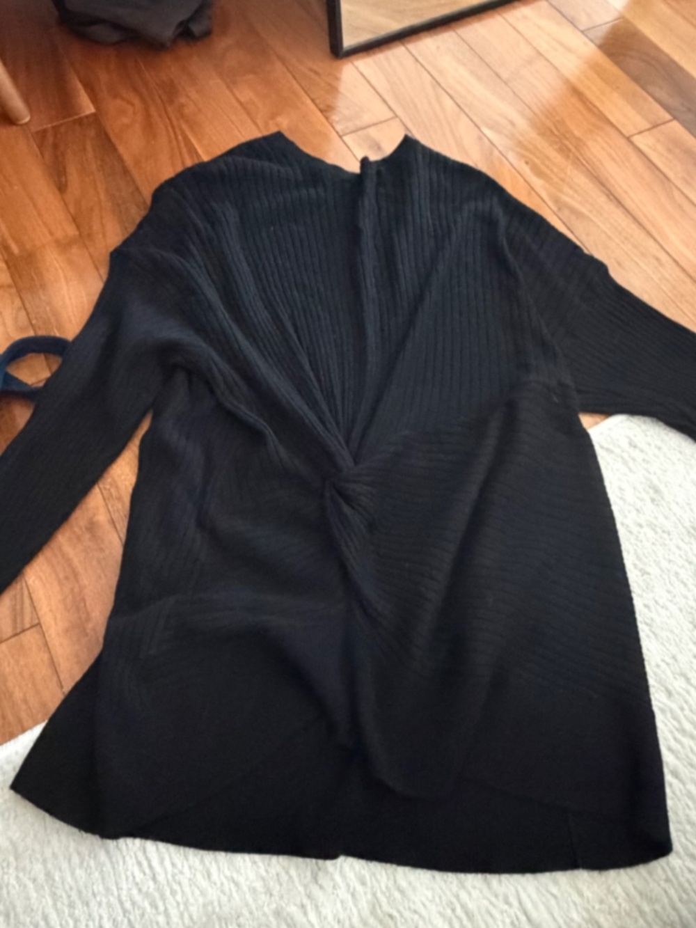 Something Navy - Black Sweater Ribbed Twisted - Size M